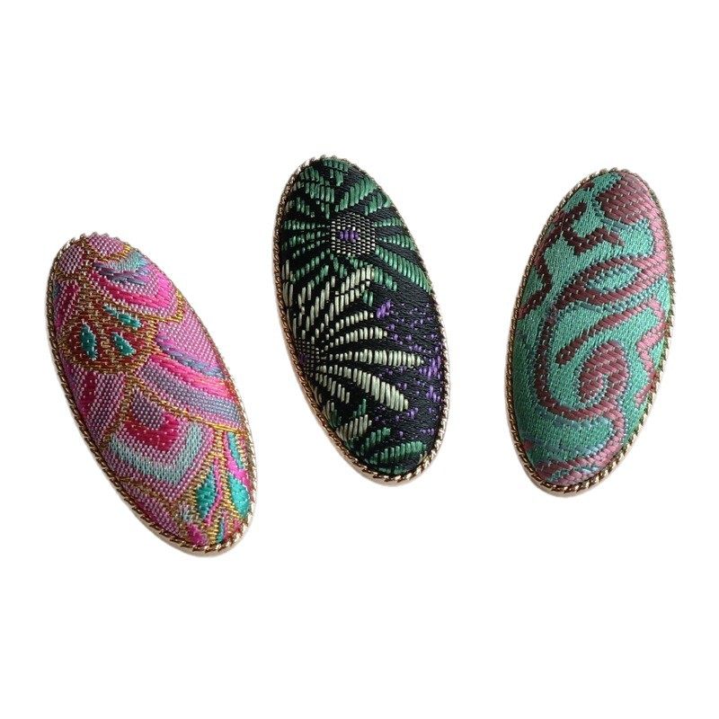 儿童新中式手工宋锦发夹女童新款民国风小边夹成人碎发椭圆夹,淘宝优惠券,粉丝福利购,淘宝优惠卷