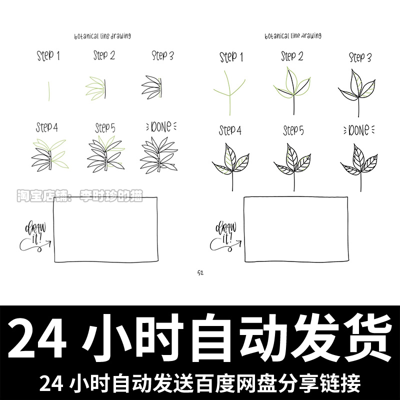 植物简笔画教程 步骤教学 花朵树叶仙人掌 零基础人们绘画 素材