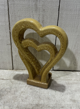 外贸风情 层叠心形造型 晕染花色带底座 大号 家用陶瓷摆件