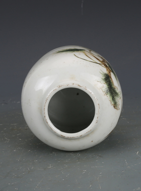 仿古瓷器摆件古玩收藏摆件 仿民国粉彩卢雁纹马蹄水盂