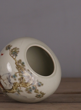 仿大清同治粉彩福寿双全水盂瓷器摆件古玩旧货老货文房用品收藏