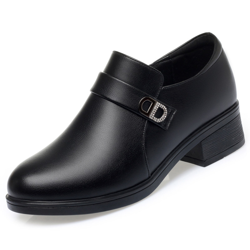 2025春季新款妈妈鞋真皮软底女士皮鞋粗跟深口中年女鞋中老年单鞋,淘宝优惠券,粉丝福利购,淘宝优惠卷