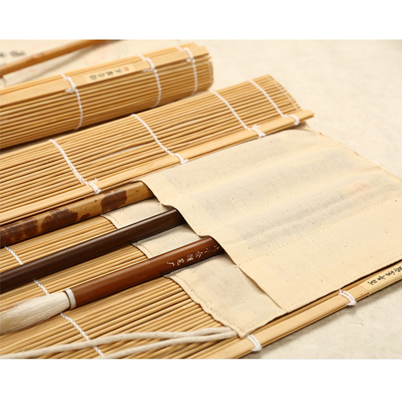 笔帘卷笔袋老竹色竹制毛笔笔帘古风袋毛笔收纳帘笔卷保护毛笔护具包邮,淘宝优惠券,粉丝福利购,淘宝优惠卷