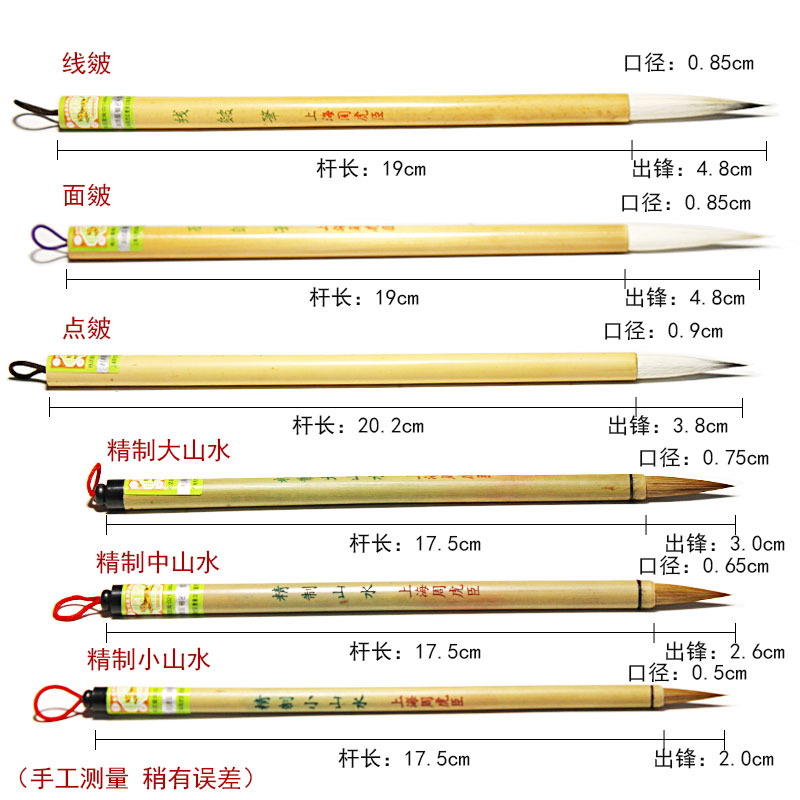 国画山水画用毛笔上海周虎臣大中小山水点面线皴山水笔法用笔狼毫兼毫书法国画毛笔文房四宝包邮 - 图2