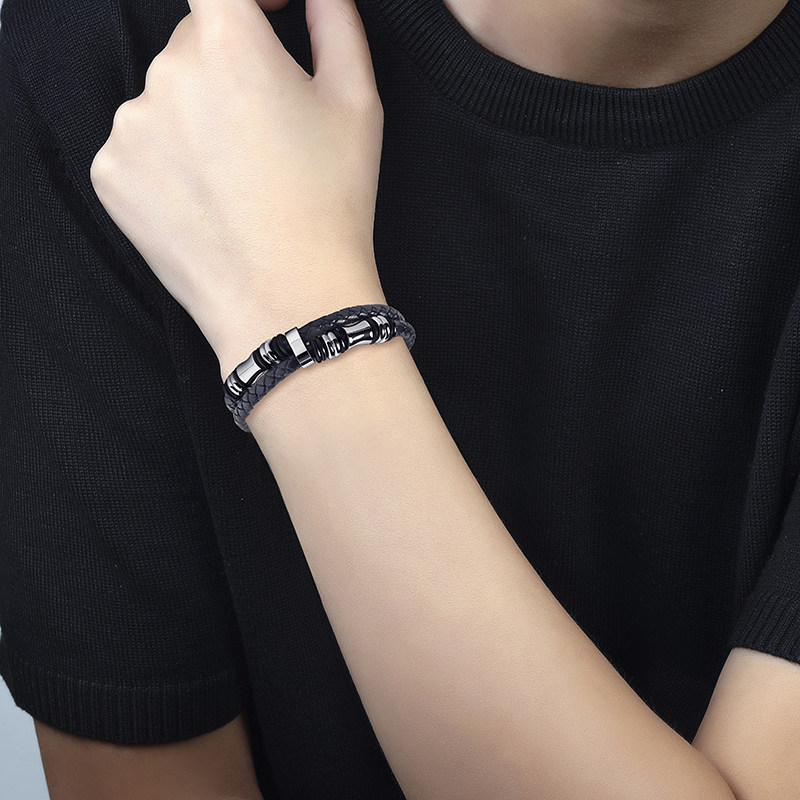 编织手绳男士韩版个性潮单身手镯 银鸿手链