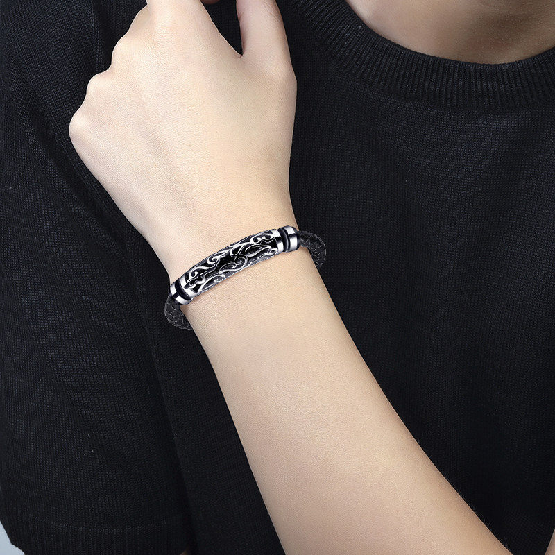 编织手绳男士韩版个性潮单身手镯 银鸿手链