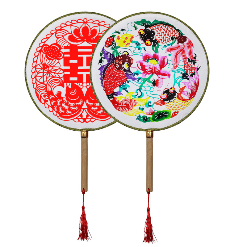 中国风特色绢布剪纸团扇子装饰夏天用宫扇伴手礼可定制真丝透明,淘宝优惠券,粉丝福利购,淘宝优惠卷