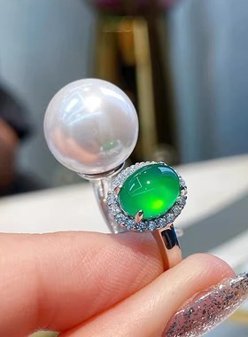 V姐推荐开口贝珠戒指金色白色灰色贝壳珍珠S925银