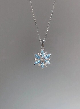 【南瓜先生】蓝色锆石雪花项链