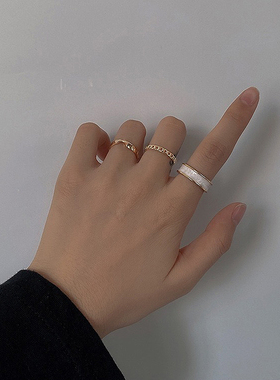 小众设计三件套装组合戒指