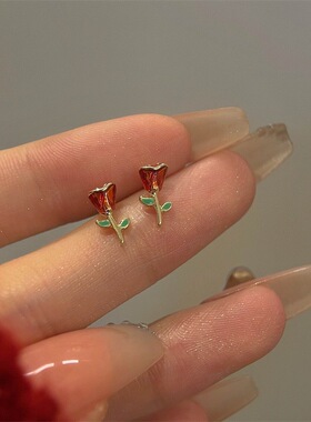 清新复古玫瑰花朵无痛耳夹耳钉