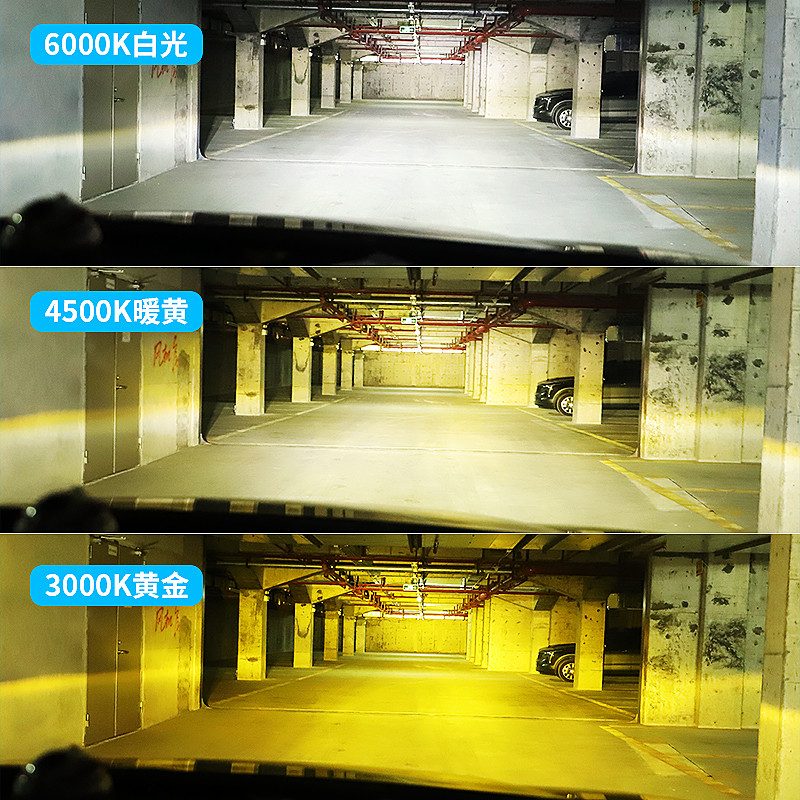 汽车三色LED大灯超亮聚光H1强光9005远光H4近光H7H11一体灯泡雾灯_虎窝淘