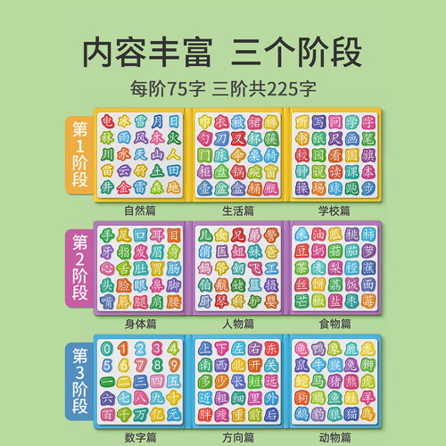 儿童磁力识字拼图3到6岁宝宝磁性幼儿早教书认字板汉字益智玩具贴 - 图0