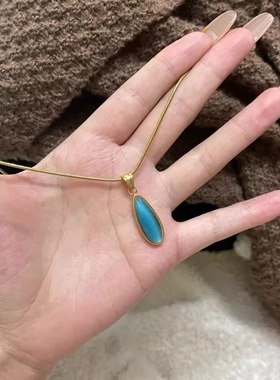 海洋之心~蓝色水滴吊坠项链女