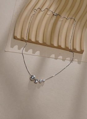 S925纯银通通顺滚珠项链女款简约