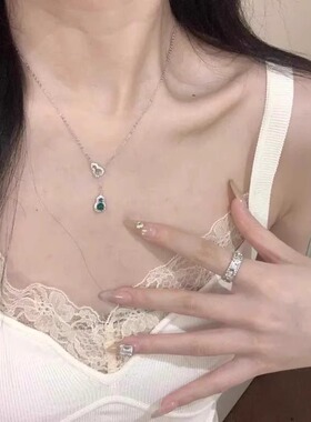 S925纯银蓝水葫芦镶满钻项链