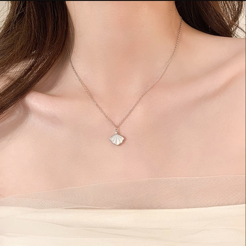 s925纯银一贝子贝壳项链配饰女轻奢小众设计高级感锁骨链2025新款 - 图0