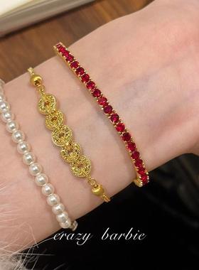 925银新中式碎冰冰五帝币手链女