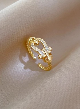 马蹄扣戒指女轻奢小众设计感