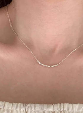 S925纯银竹节项链女小众设计感