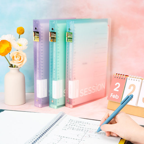 日本maruman满乐文活页本session限定新彩虹渐变色b5活页本高颜值大容量双倍索引笔记本透明本子A4活页夹外壳 - 图0