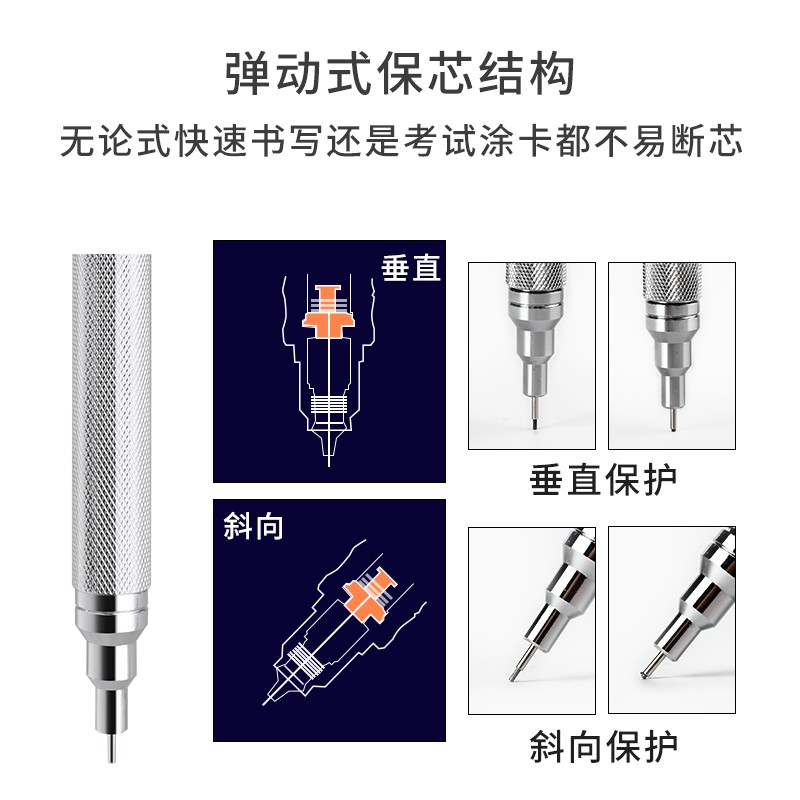 日本KOKUYO国誉Protect自动铅笔不易断芯金属防滑笔杆低重心彩色多功能绘图学生用0.5 - 图1
