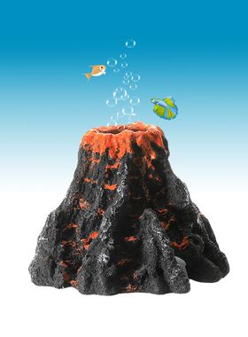 鱼缸装饰造景树脂假山水族箱仿真火山可装氧气泵家居工艺品摆件
