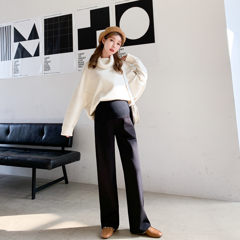 春秋外穿宽松胖mm阔腿裤孕妇裤子 孕伊尚孕妇直筒裤