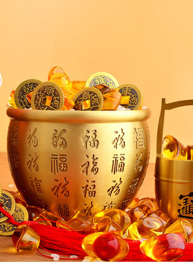 招财进宝百福铜缸聚宝盆
