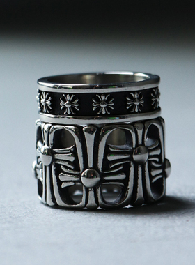 韩国饰品拇指戒情侣款十字架罗心花金属潮流百搭时尚个性戒指指环