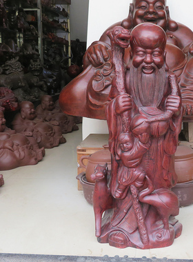 宜兴紫砂摆件寿星大号古董收藏品