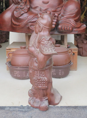 宜兴紫砂摆件关公关羽雕像