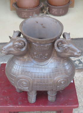 三羊开泰花瓶摆件紫砂名家正品