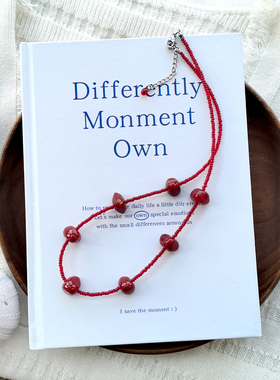 花糖｜春节幸运红色项链本命红西亚琉璃女小众轻复古设计色彩极简