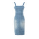 Ni Ni Zhu locks the same style denim suspender dress