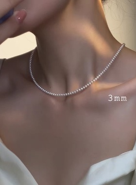 925银 -满珠项链-3mm 甜美奶糖
