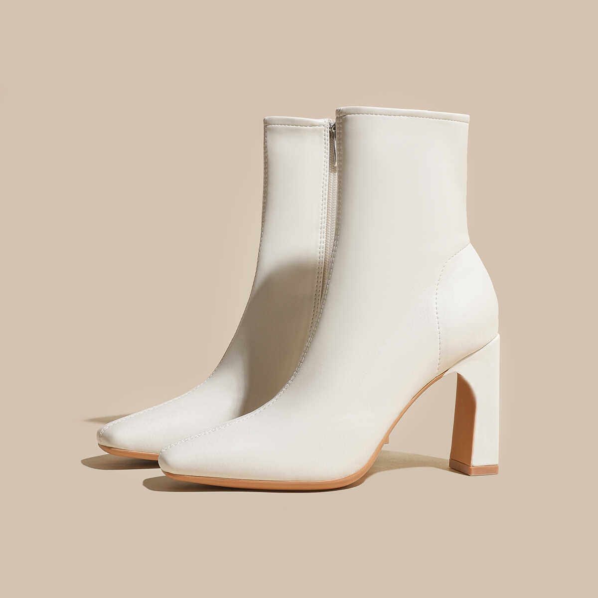 真皮版~高跟短靴女马丁靴2025秋冬新款洋气白色瘦瘦韩系小踝靴,淘宝优惠券,粉丝福利购,淘宝优惠卷