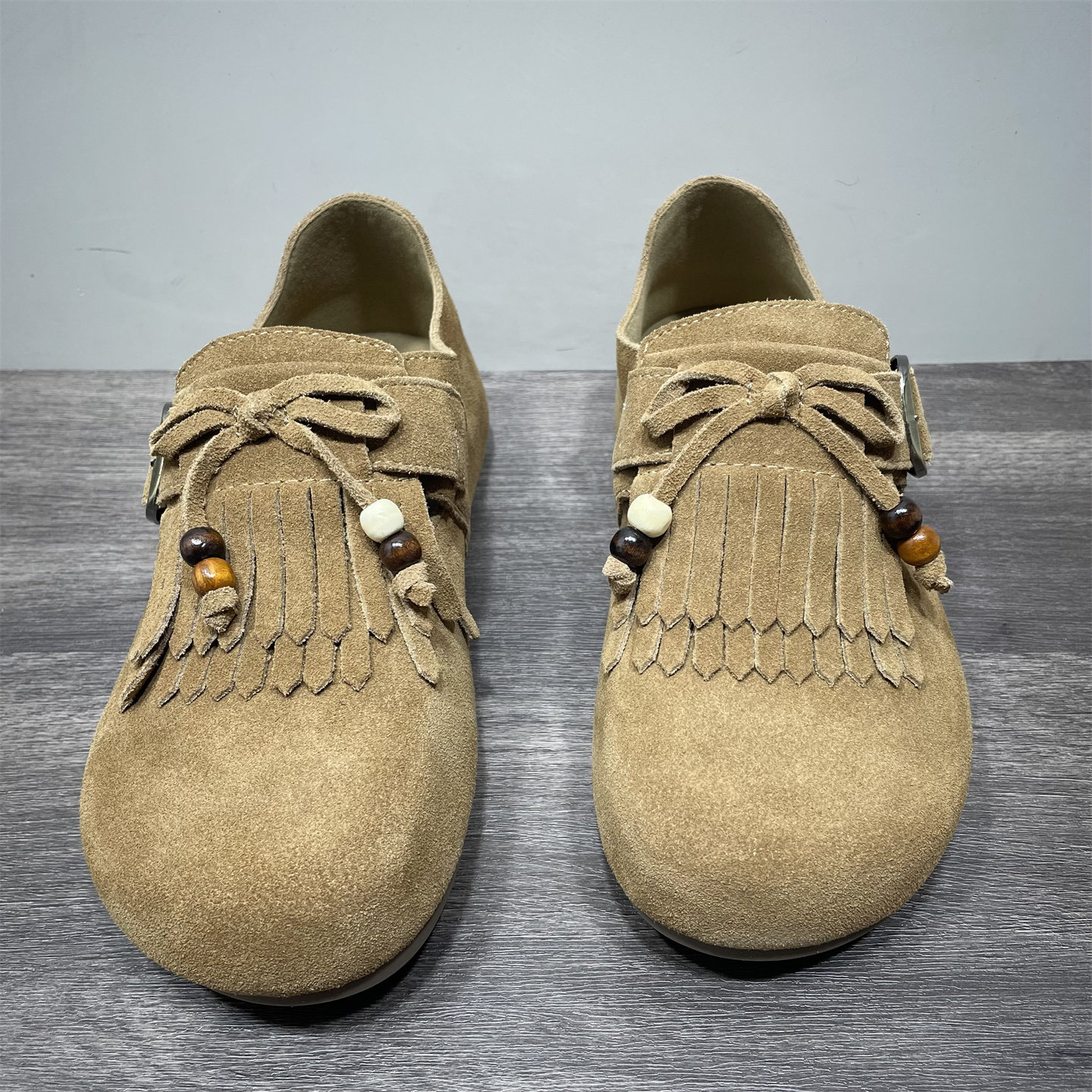 断码处理真皮流苏全包勃肯鞋女秋季新款外穿单鞋一脚蹬豆豆乐福鞋,淘宝优惠券,粉丝福利购,淘宝优惠卷