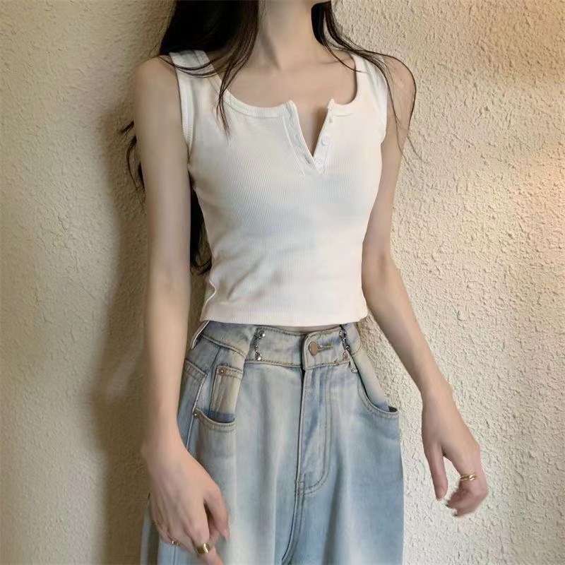 【小菇娘】背心女黑色外穿韩版短款百搭背带运动露肚脐打底衫吊带_小菇娘平价服装店_女装_女士精品-第3张图片-提都小院