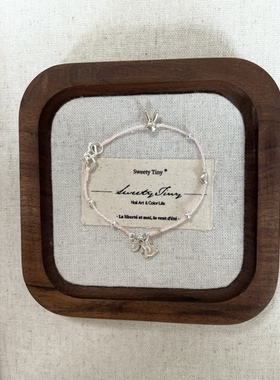 手工编织s925银兔子爱心手绳可调节闺蜜礼物学生礼物