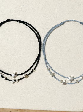 S925纯银[繁星]星星手编绳超细可调节送闺蜜礼物简约百搭