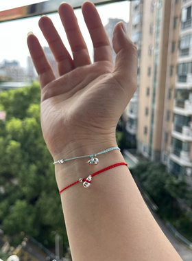 迷你实心925银小葫芦手绳手工编制本命年超细红绳女