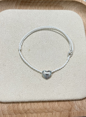 S925纯银爱心纽扣手编绳多色可调节款手链精致闺蜜礼物