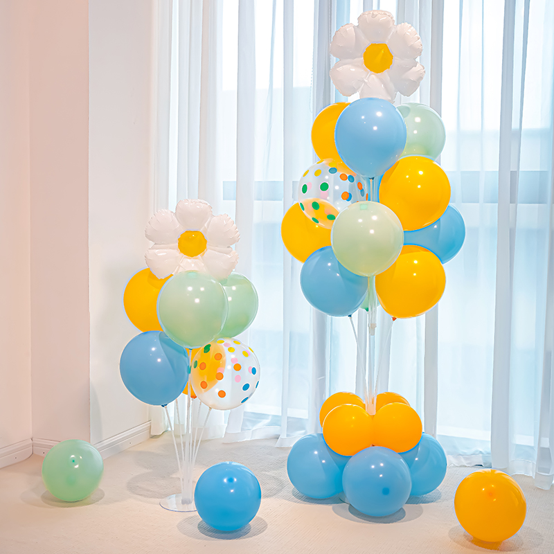地飘立柱生日雏菊系列节庆布置气球装饰场景儿童周岁派对氛围道具