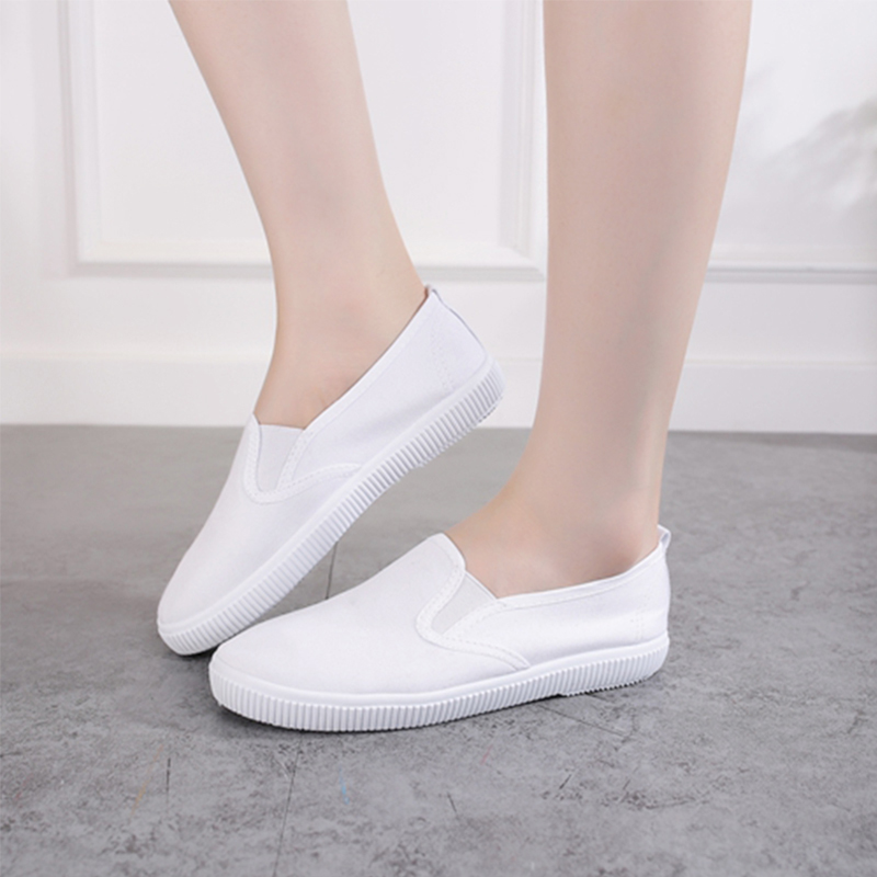 一字牌护士鞋女白色老北京布鞋透气夏季防臭舒适软底平底小白鞋 - 图0