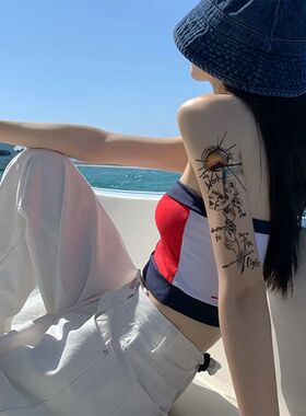 小红书爆款可洗不反光高颜值暗黑系花臂彩色纹身贴女少女爆款贴纸