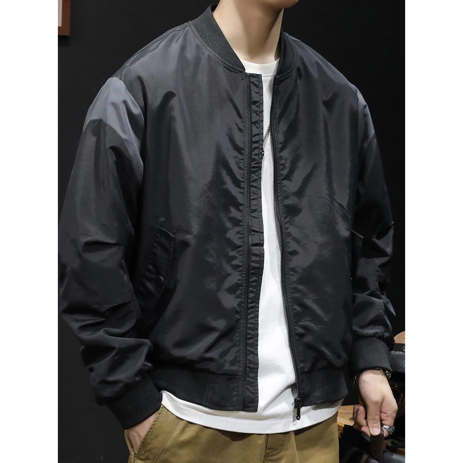 Jackets, men's spring and autumn men's clothing, trendy men's black tops, autumn 2026 new men's baseball uniforms, large size