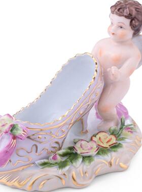 手工陶瓷工艺品灰姑娘水晶鞋摆件