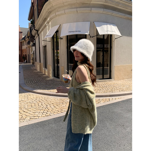 Even一雯【浮光森林】韩系高智秋冬含马海毛吊带毛衣外套开衫套装 - 图0