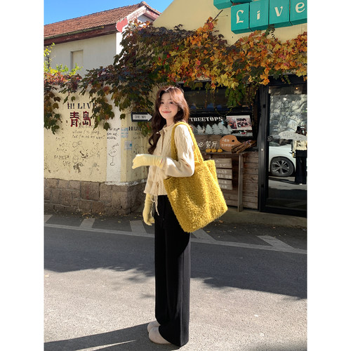 Even一雯【两穿神裤】韩系高智秋冬两穿加绒厚款显腿直休闲屁帘裤 - 图1